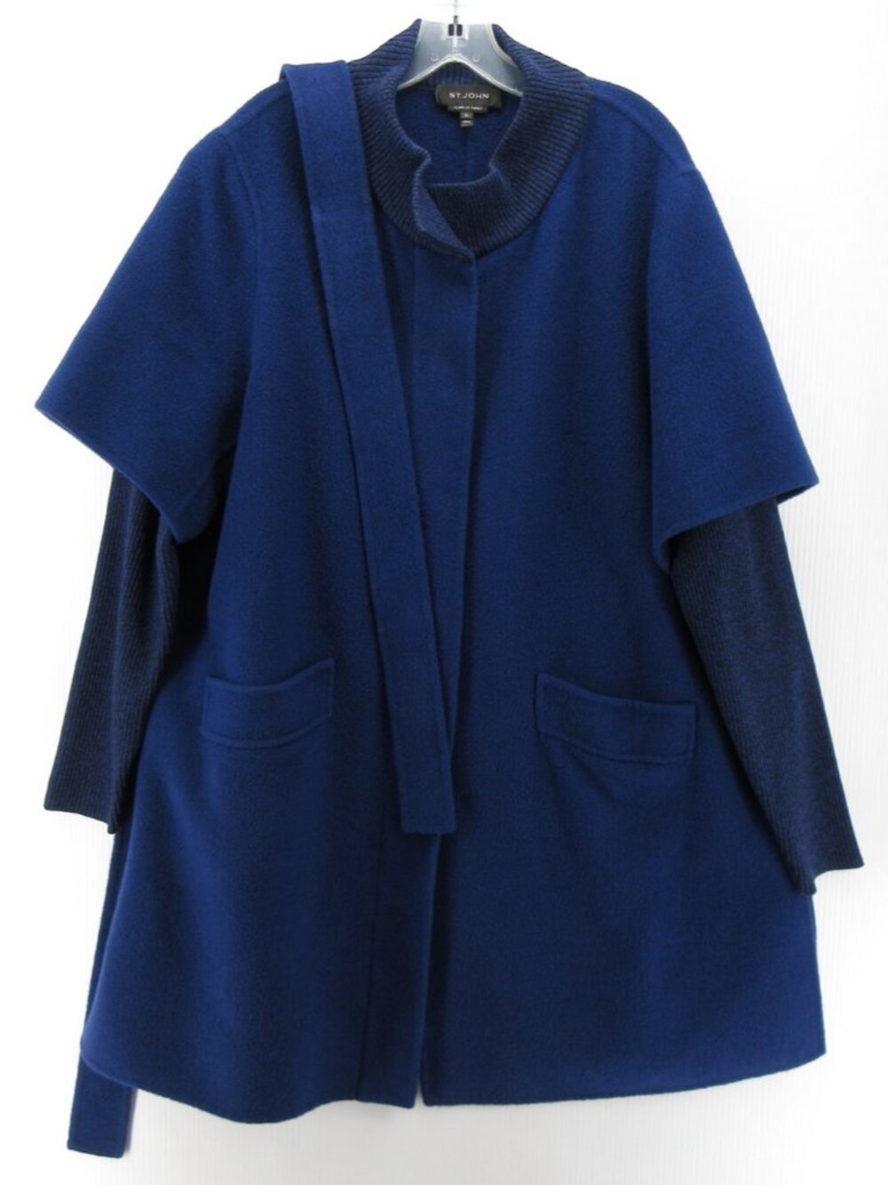 St John Jacket XL Wool Angora Cashmere Cape Sweater Coat Belted *